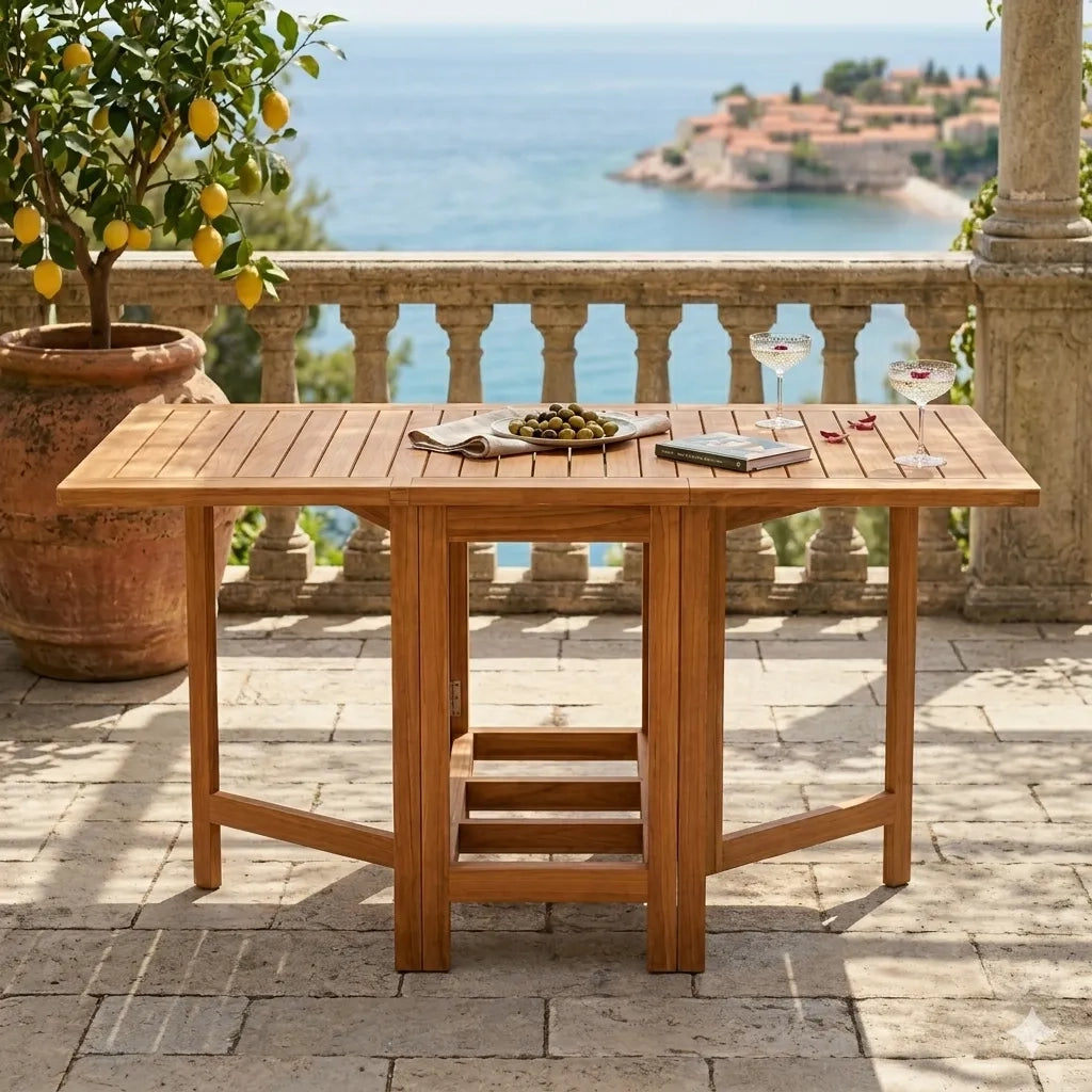 Tavolo Pieghevole a Farfalla in Legno Teak - Terrasse