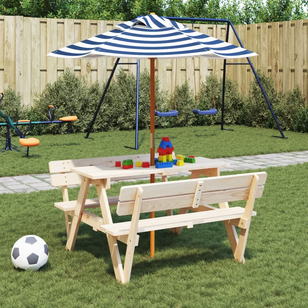 Ombrellone da Giardino per Bambini con Palo in Legno Ø120x140cm 4008990