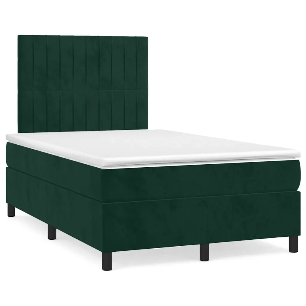Giroletto a Molle con Materasso Verde Scuro 120x190 cm Velluto 3270010