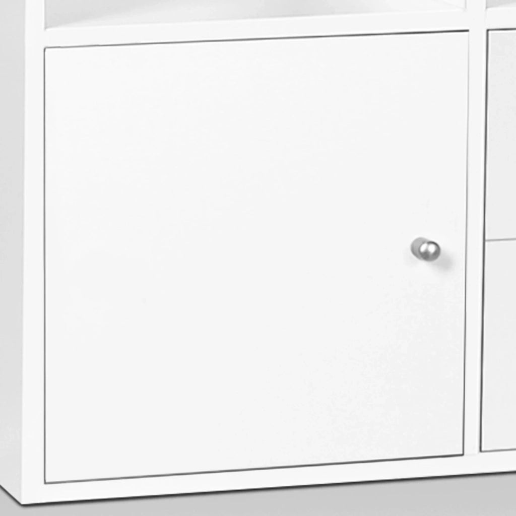 IDMarket - Libreria mobili a forma di scala a 3 livelli in legno bianco con sfondo grigio con anta e cassetti LIAM