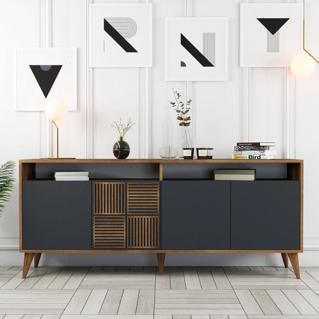 Buffet in legno "Milano" - 180 x 35 x 78 cm - Noyer Antracite