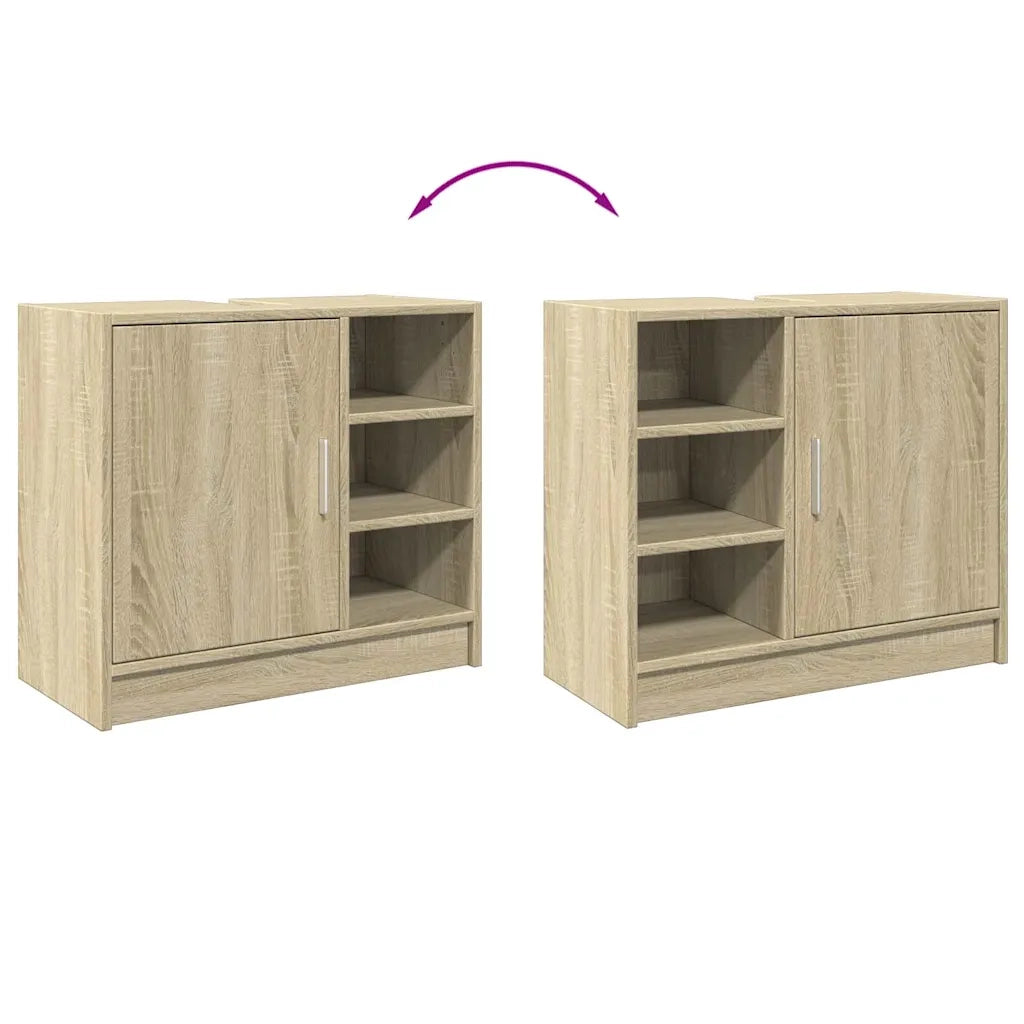 Mobile Lavabo-Armadietto da bagno Rovere Sonoma 63x29x55 cm Legno Multistrato 850277
