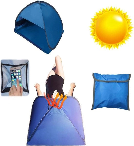 Ombrellone da spiaggia mini portatile con zonzo automatico a tendina e tasca di stoccaggio