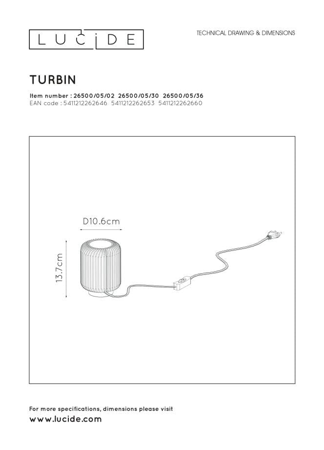 Lampada da tavolo Lucide Turbin LED 5W 3000K alluminio oro