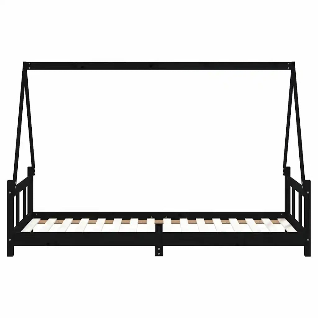 Giroletto per Bambini-Struttura Letto Bambini Nero 90x200 cm in Legno Massello di Pino 134562