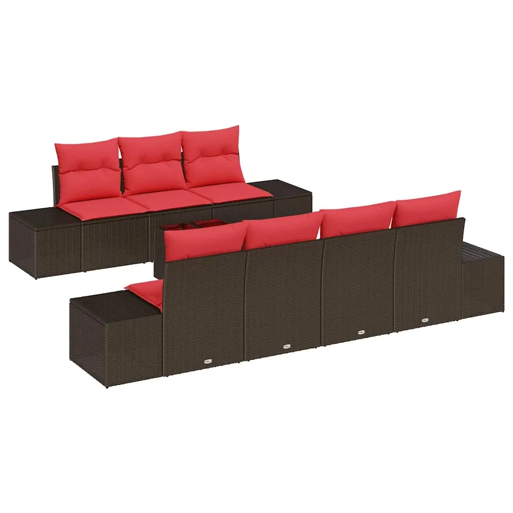 Set Divano da Giardino con cuscino 8 pcs Marrone polyrattan 3346974