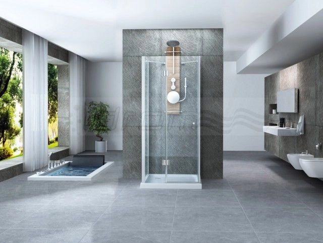Box doccia Cristallo 8 mm tre lati - due fissi piu' porta battente - Misura: 80 x 90 x 80 x195h