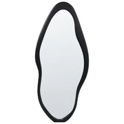 Specchio da parete nero con cornice in legno di Paulownia 79 x 180 cm Forma irregolare con ganci Decorazione da parete in stile moderno