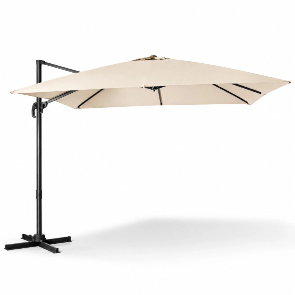 Ombrellone 3x3 Metri Con Palo Laterale In Acciaio E Base A Croce Struttura Rinforzata Copertura In Poliestere Quadrato Per Terrazza Patio Zona Piscina E Spazi Outdoor 300 x 300 x 273 Cm Tortora