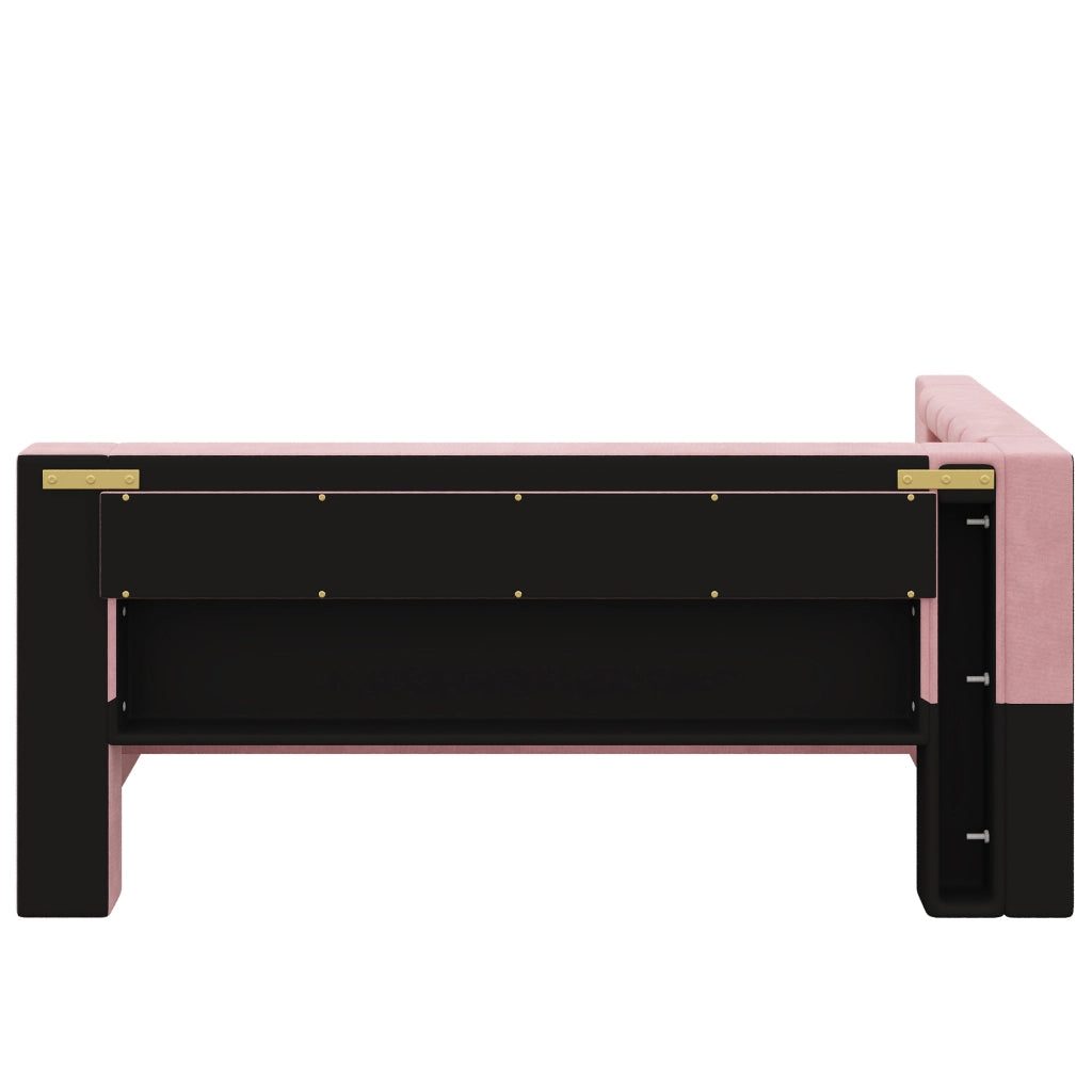 Letto imbottito rosa 90x200 con LED a 7 colori; USB e letto estraibile