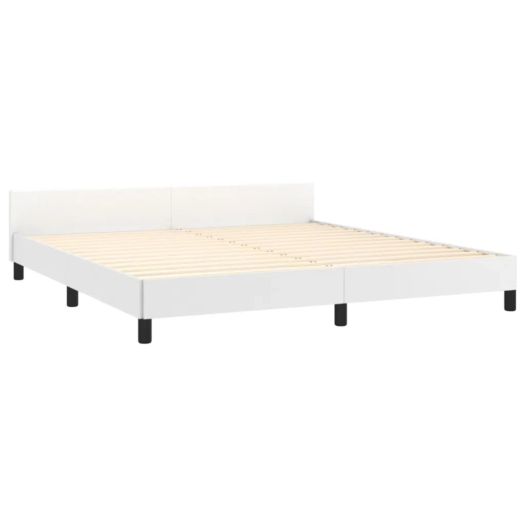 Giroletto con Testiera-Struttura letto con testiera Bianco 160x200 cm in Similpelle
