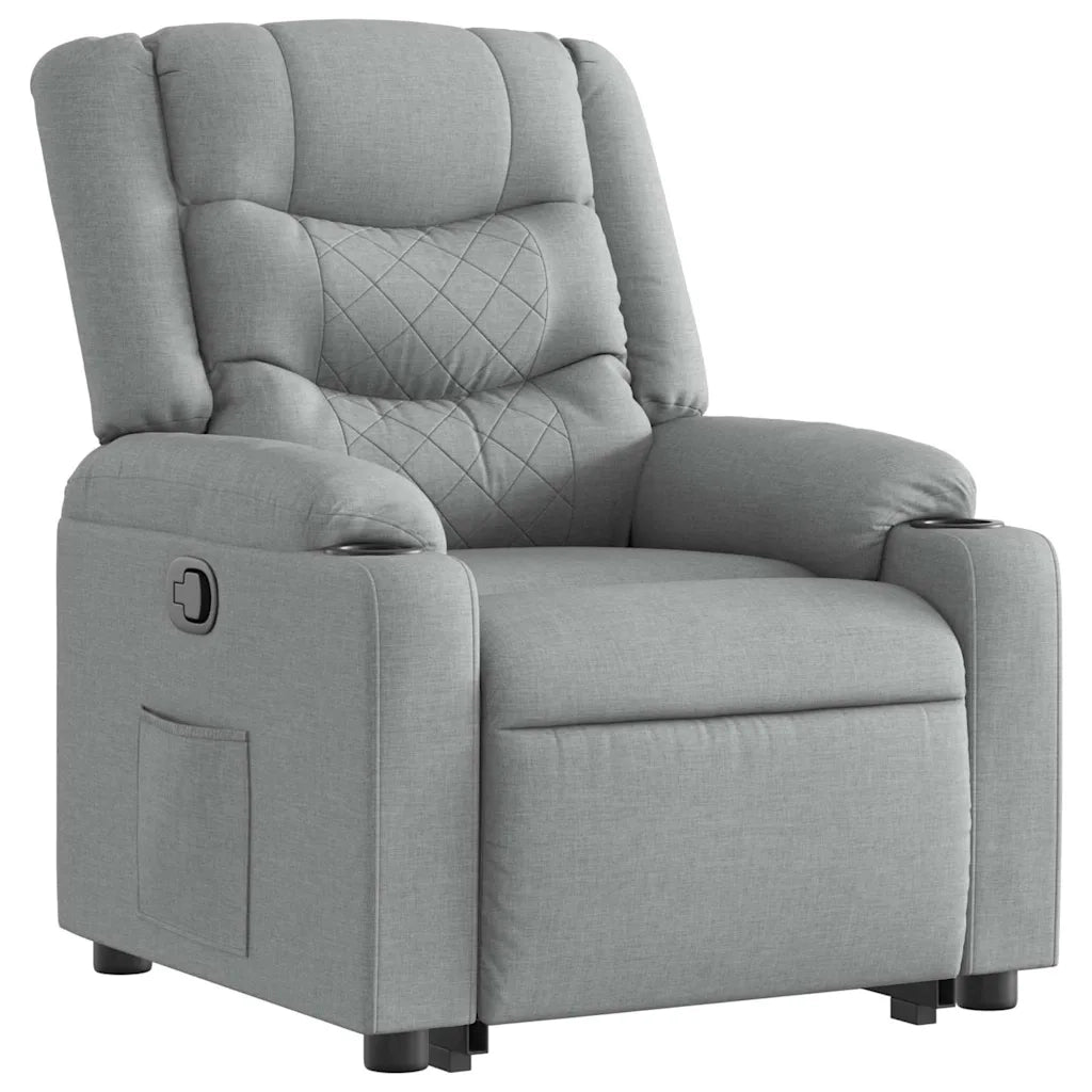 Poltrona Alzapersona Reclinabile Grigio Chiaro in Tessuto 3206573