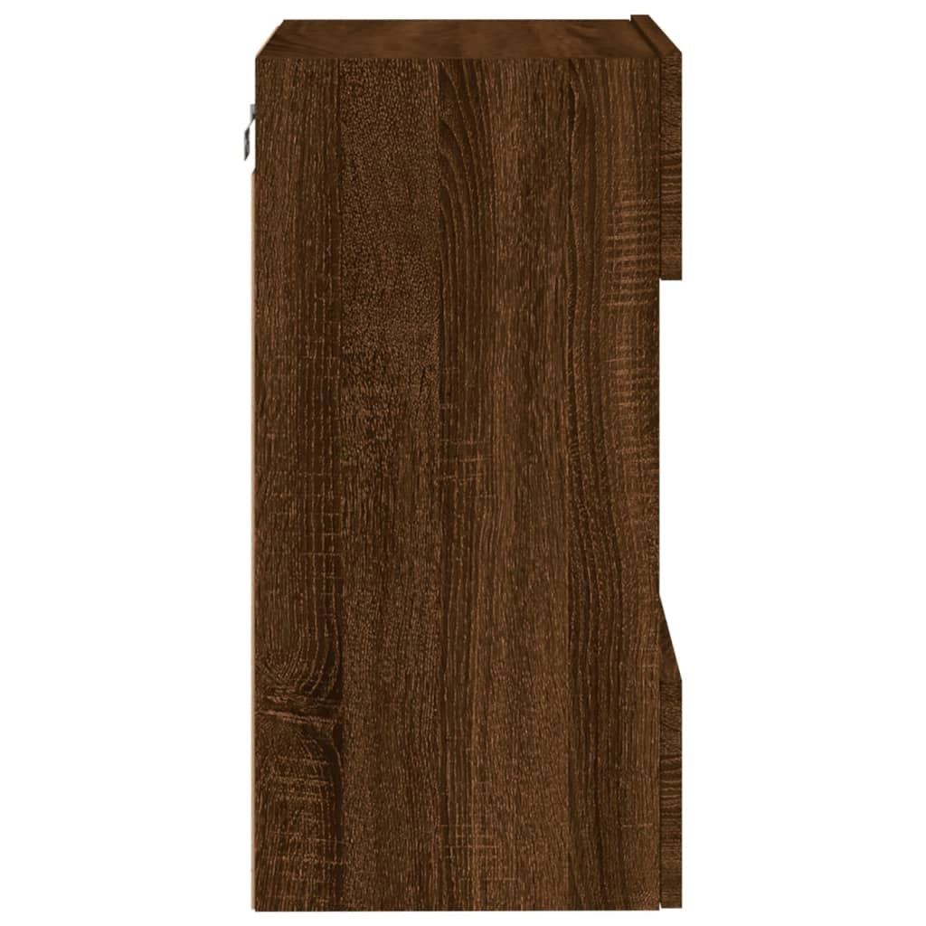 Mobile TV multimediale mensola TV credenza mobile TV parete attrezzata per sala da pranzo soggiorno camera da letto con luci LED rovere 40 x 30 x 60,5 cm marrone 02_0027948
