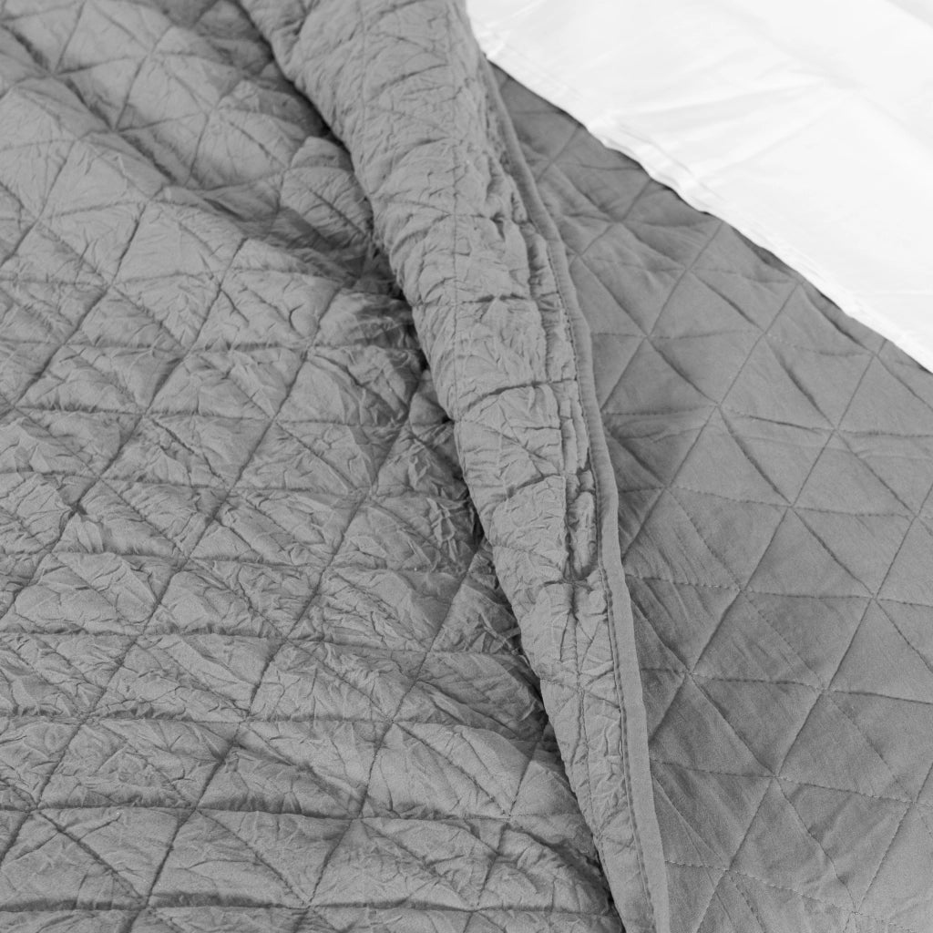 Copriletto Trapuntato Matrimoniale 250x250 cm Effetto Stropicciato, Trapunta Leggera con Imbottitura in Microfibra Anallergica 100 g/m², Copriletto Moderno per Mezza Stagione e Arredo Camera Grigio