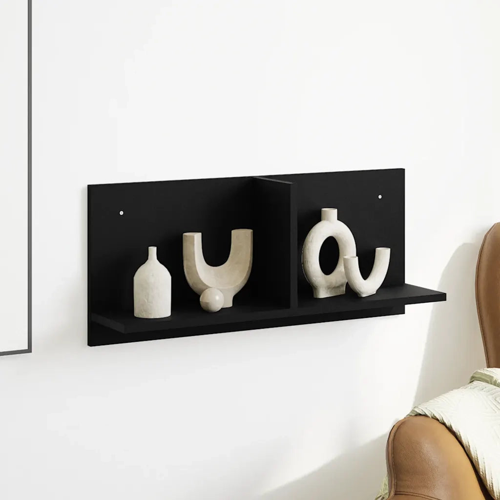 Armadietto a Muro | Mobile a Parete 70x16,5x30 cm Nero in Legno Multistrato