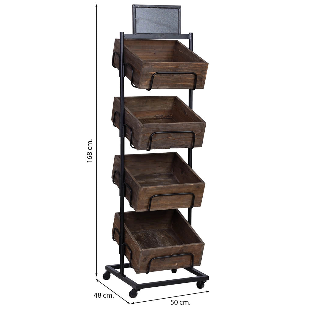 Scaffalatura in legno e metallo 50x48x168h cm