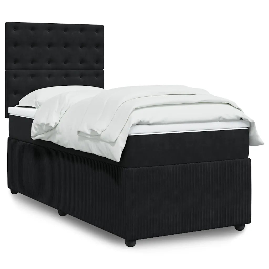 vidaXL Giroletto a Molle con Materasso Nero 100x200 cm in Velluto