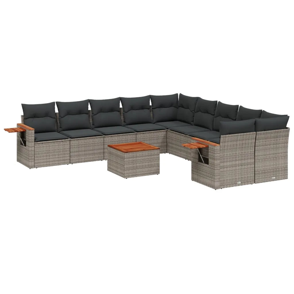 Set Divani da Giardino 11 pz con Cuscini in Polyrattan Grigio 3227201