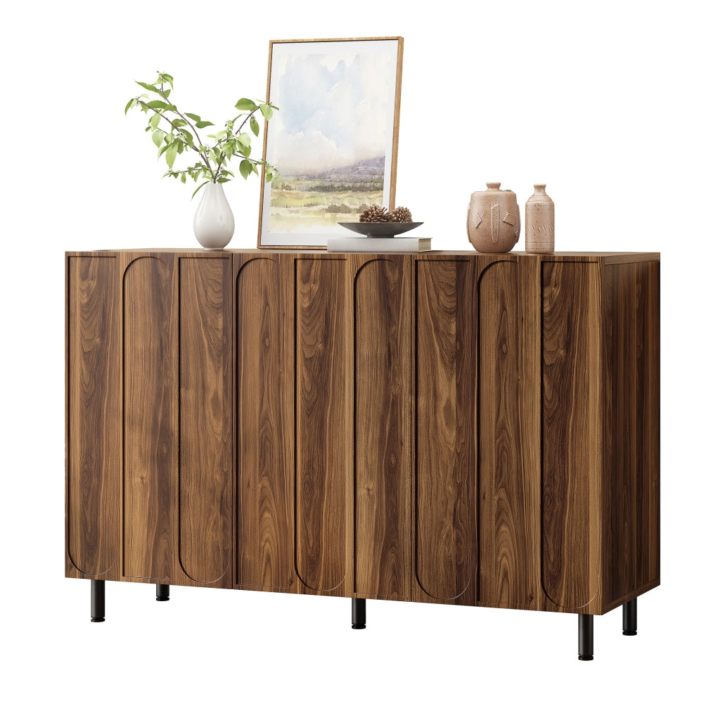Sideboard a 3 ante con ripiani regolabili; PB e MDF; finitura noce