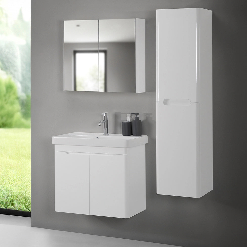 Colonna bagno sospesa 140 cm bianco lucido 2 ante soft-close Stillo