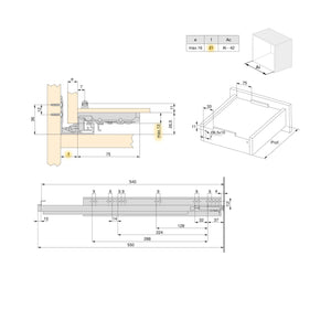 Guide Cassetto con Estrazione Soft 540 mm in Acciaio Emuca Bianco
