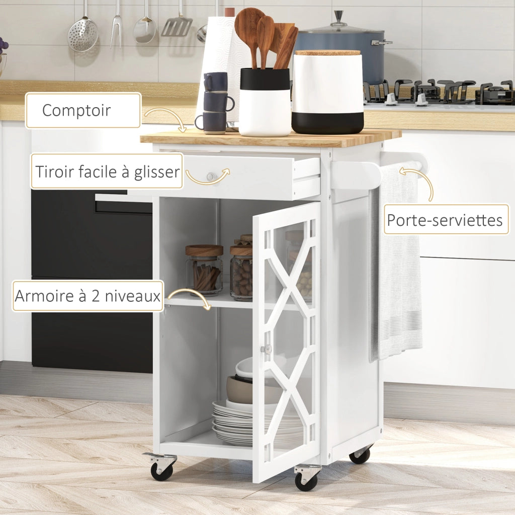 Carrello da cucina con cassetto e ripiano ¨C zephmum ¨C bianco