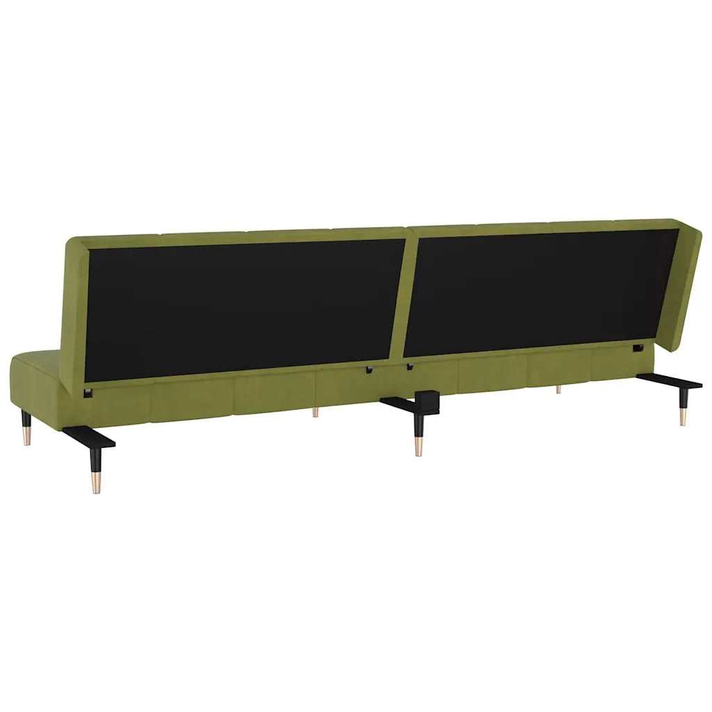 Divano Letto a 2 Posti Verde Chiaro in Velluto 375877