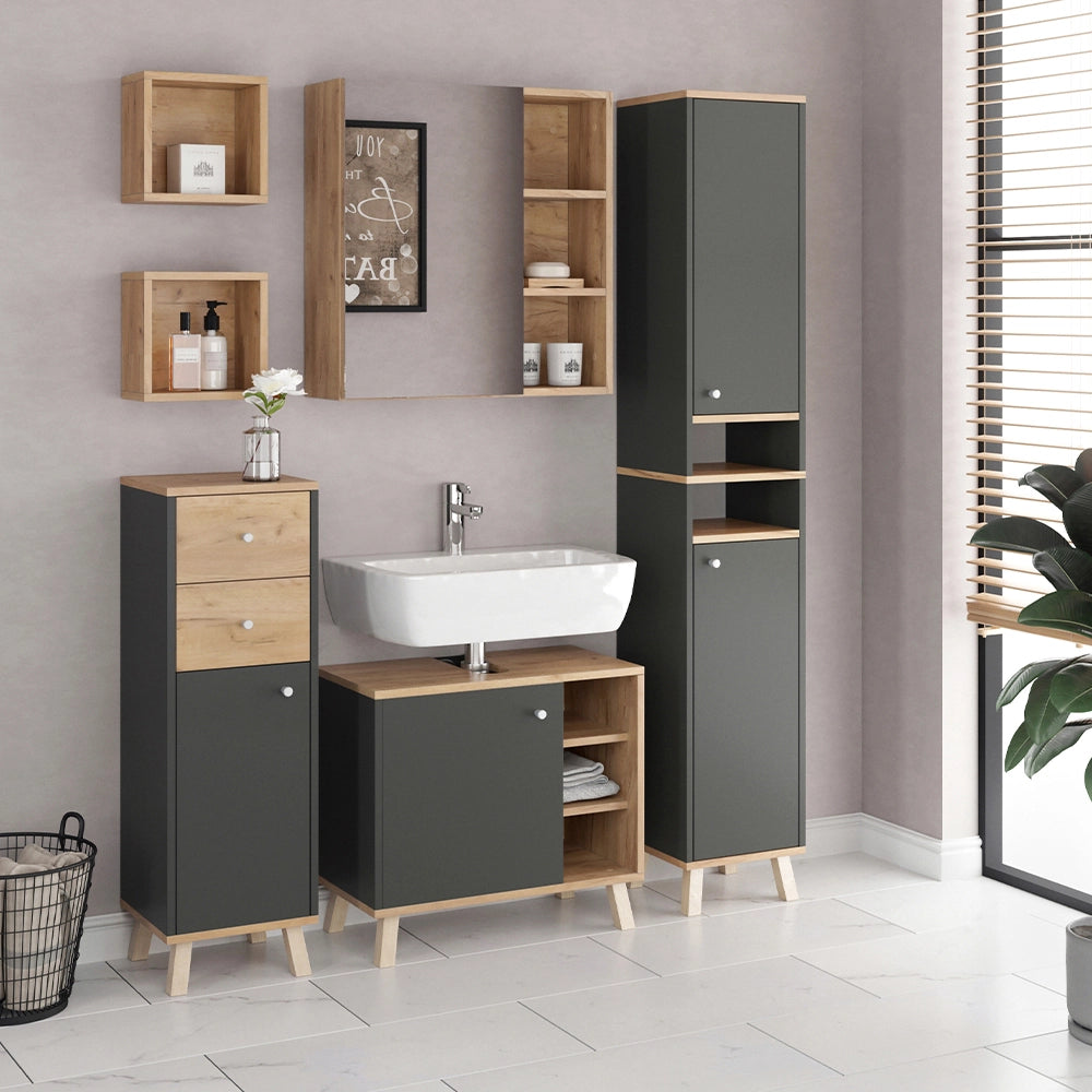 Vicco Mobile bagno Quercia dorata 25 x 25 cm Set di 2