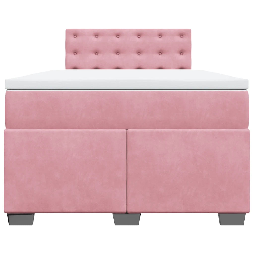 vidaXL Giroletto a Molle con Materasso Rosa 120x200 cm in Velluto