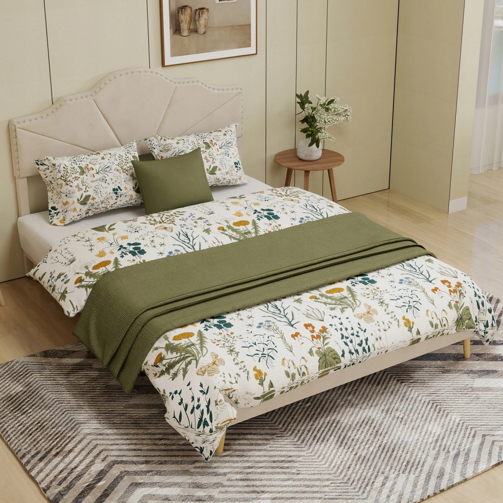 Letto imbottito 160x200 beige - Xylo - Telaio basso