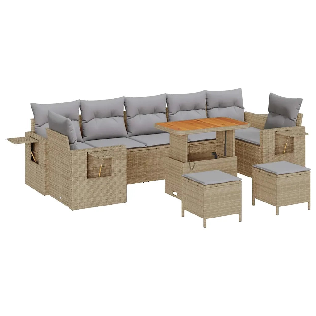 Set Divano da Giardino 10 pcs Beige e Grigio Chiaro polyrattan 3363682