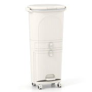 Cestino per cucina con coperchio bidone di 3 strati con 2 secchi rimovibili-Cestino contenitore per rifiuti verticale Beige