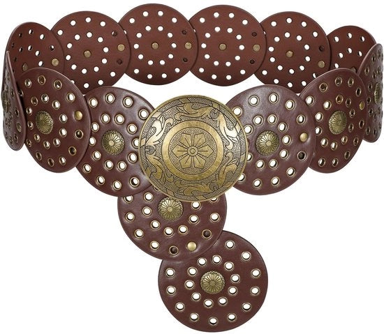 Cintura Donna in Pelle Naturale - Cinturone con Piastrine Decorative - Comodo e Versatile - Conchiglie Decorative - Cintura per Donna con Comfort Elevato