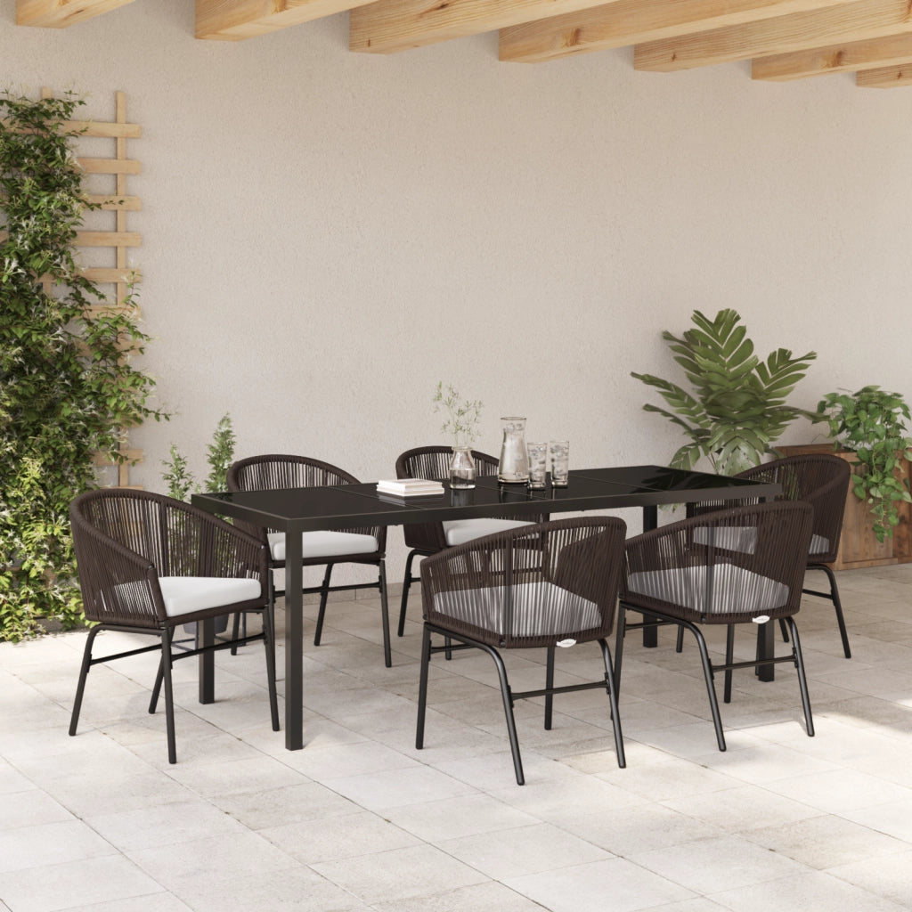 Set da Pranzo da Giardino in 7 Pezzi Rattan PE Marrone