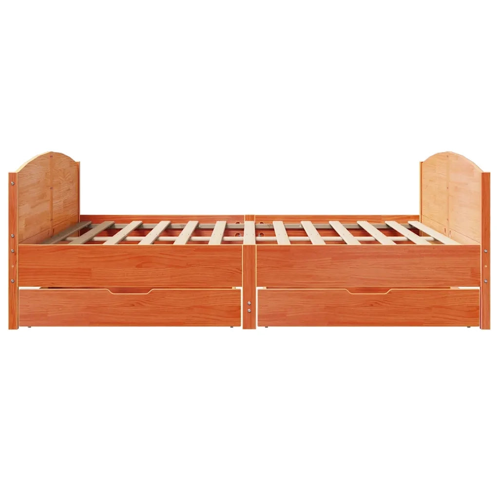 Letto senza Materasso Marrone Cera 200x200 cm in Legno di Pino