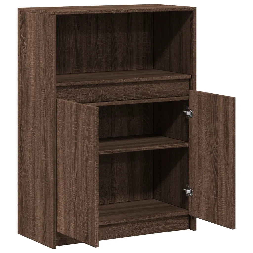Credenza | Madia | Buffet da pranzo | Armadio da pranzo con LED Rovere Marrone 72x34x100 cm Legno Multistrato