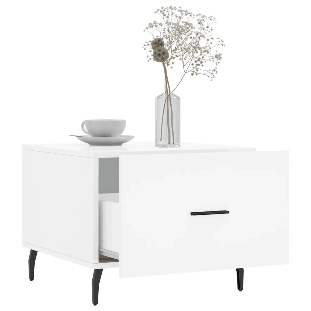 Tavolini Salotto 2pz Bianco Lucido 50x50x40cm Legno Multistrato 829433