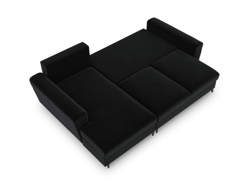 Cosmopolitan Design - Divano convertibile angolare sinistro con contenitore "Kyoto" 4 posti in velluto nero 