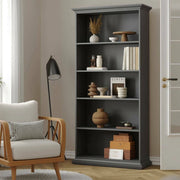 Libreria Aragon, Scaffale da ufficio, Mobile portalibri, Biblioteca, 96x37 h201 cm, Grigio