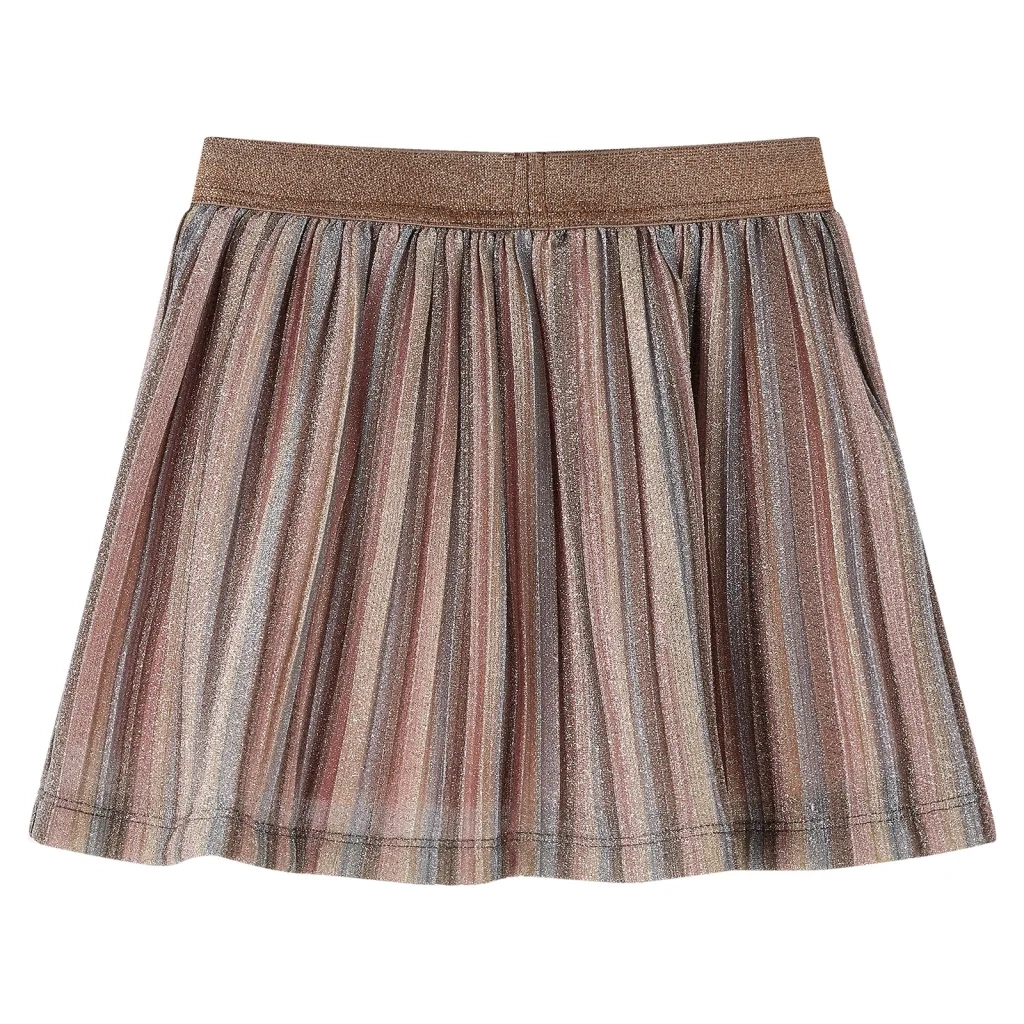 Gonna Plissettata da Bambina con Brillantini Marrone e Rosa 92 CFW2783116