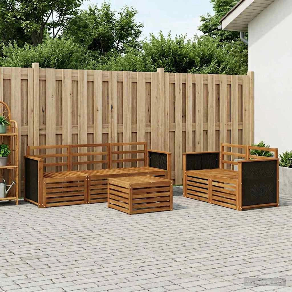 Set di divani da esterno 6 pz Naturale Legno di Acacia Massello 3384010