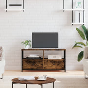 Mobile TV-Credenza per TV Rovere Fumo 90x33x45 cm in Legno Multistrato e Ferro