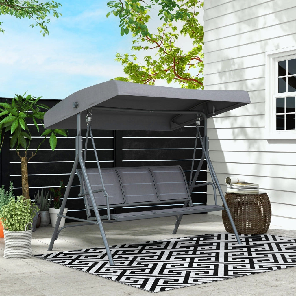 Dondolo Giardino 3 Posti con Parasole ¨C Minimal ¨C Grigio Acciaio 175x118x159 cm