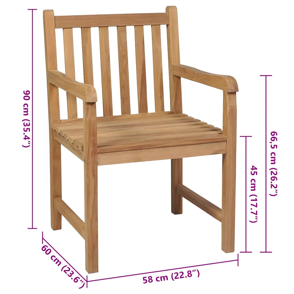 Sedie da Giardino 4 pz con Cuscini Rossi in Massello di Teak 3073010