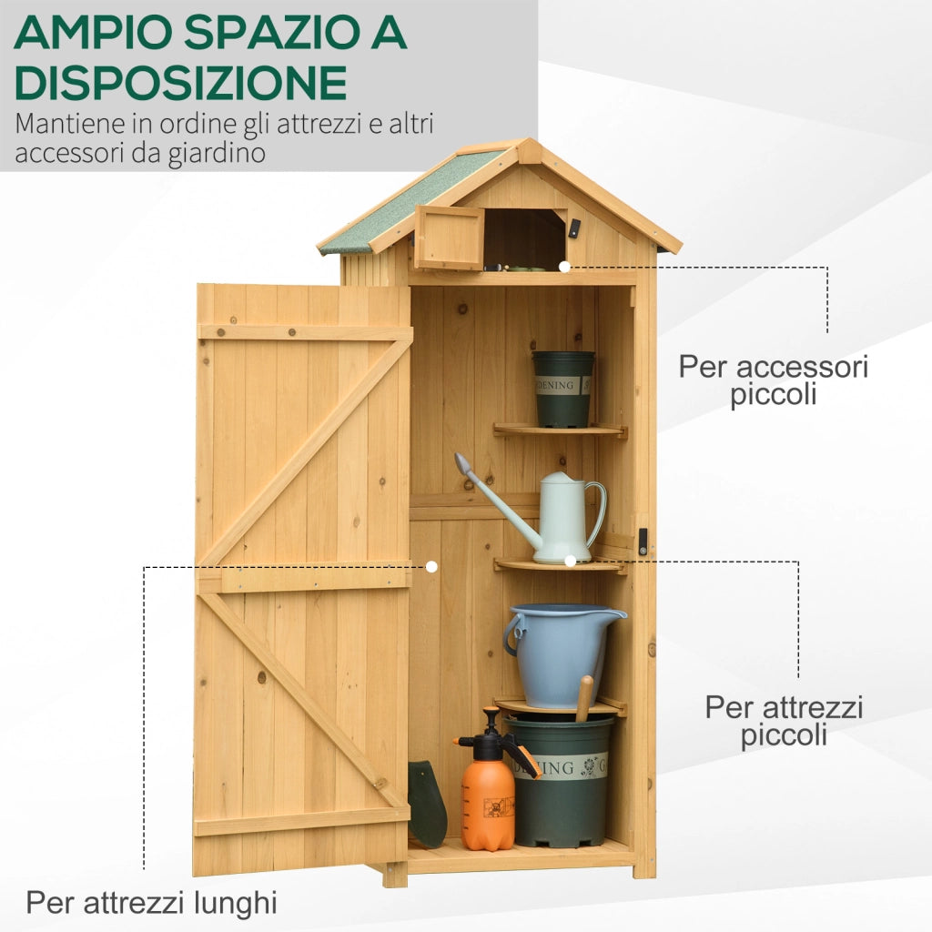 EasyComfort Capanno da Giardino Porta Attrezzi in Legno Impermeabile, 77x54.2x179 cm Giallo