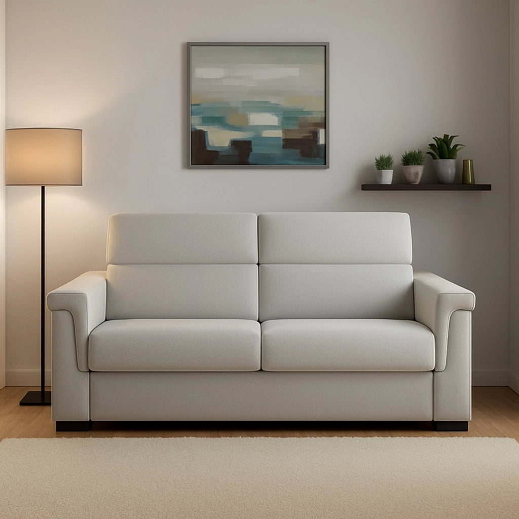 Rigolato, Divano Letto 2 Posti Sfoderabile Made in Italy, 185x95 cm Grigio Chiaro