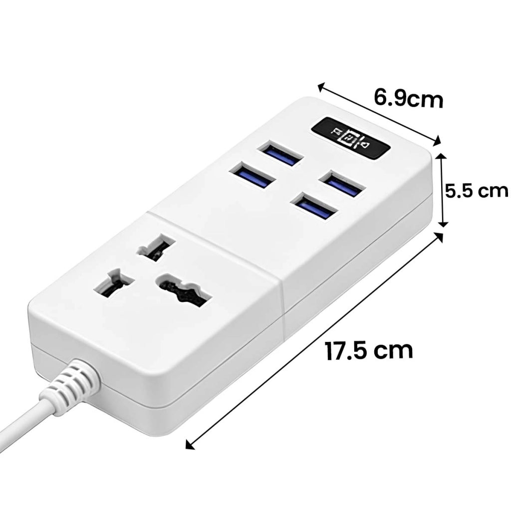 Presa multipla da 2500W con 4 porte USB DC 5V e presa universale Bianco Bianco Avizar