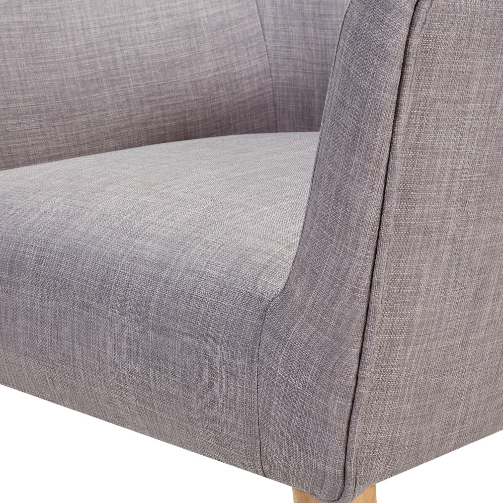 Poltrona Rivestimento In Tessuto Grigio Con Bottoni Gambe In Legno Stile Retrò