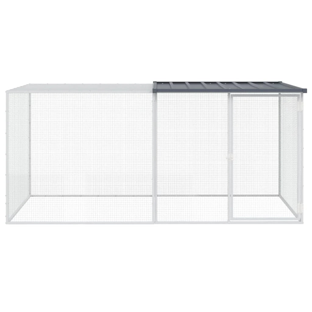 Recinto per pollaio con tetto 203 x 98 x 90 cm in acciaio zincato antracite 02_0043971