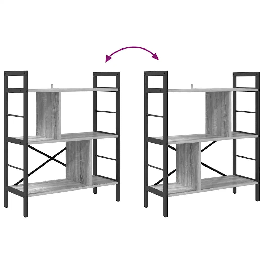 Libreria-Scaffale per Libri-Mobile di Stoccaggio Grigio Sonoma 75 x 30 x 91 cm Legno multistrato